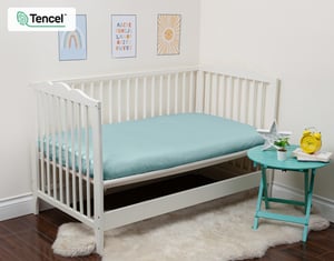 QE Home 500TC Eucalyptus Luxe TENCEL™ Lyocell Sheet Set Crib in Sized Fitted Sheet in Shoreline, Blue