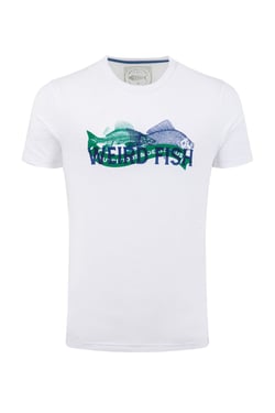 Weird Fish Fishmonger Front Print Graphic T-Shirt White Size XL