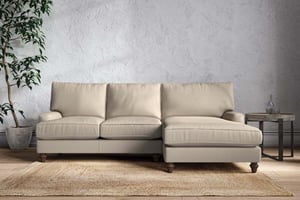 nkuku Marri Large Right Hand Chaise Sofa | Make To Order | Recycled Cotton Stone | No Colour