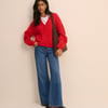 Red V-Neck Pocket Cardigan