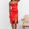 Fierce Desire Satin Midi Dress Red
