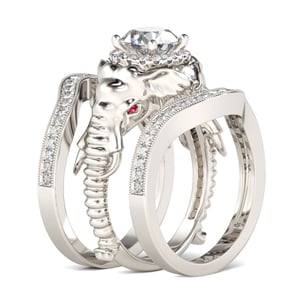 Jeulia 3PC Round Cut Sterling Silver Elephant Ring