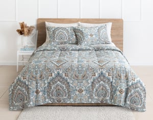 QE Home Phoebe Cotton Comforter Set, Paisley, Blue