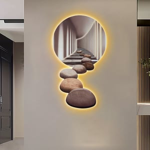 39.4" LED Acrylic Modern Abstract Stone Corridor Wall Art Decor Living Room Bedroom