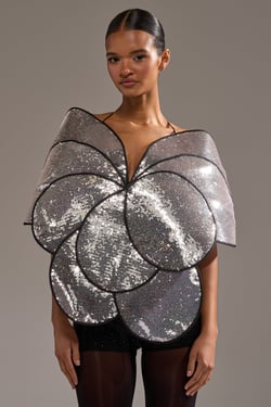 AKIRA La Divina Sequin Top | Black | Size 1X/2X