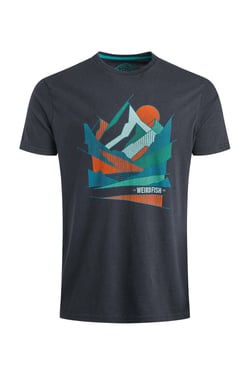 Weird Fish Aspect Mountains Front Print Graphic T-Shirt Black Size XL