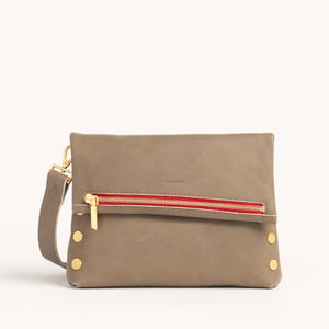 Hammitt VIP Pew Brushed Gold Red Zip Med