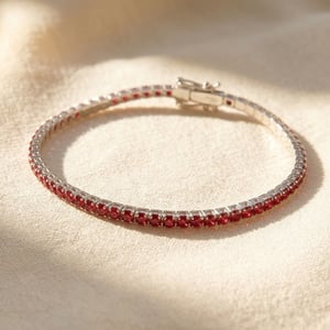 Garnet January Birthstone Sterling Silver Dainty Tennis Bracelet