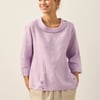 Linen Gingham Checked Round Soft-Fold Collar Top LAURA - Lavender / S