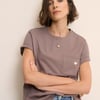 Brown Heart Embroidered T-Shirt