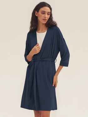 Bamboo Kimono Robe EVE - Navy Blue / XXL
