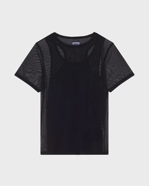 Vilebrequin - Women Tulle T-shirt Solid - Tee Shirt - Lillie - Black - Size XL