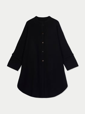 Cashmere Button-Front Poncho - F / Black / WK1109-1481
