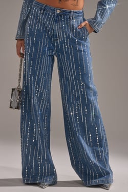 AKIRA Never Come Down Rhinestone Denim | Size 1X