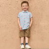 Boys Striped Blue Button Down Shirt
