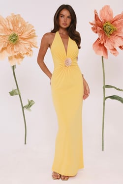 Meadow Daze Halter Maxi Dress Peach