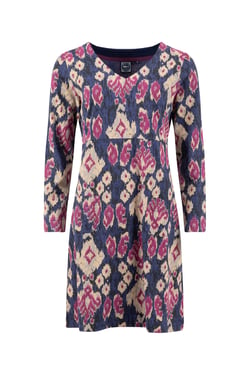 Weird Fish Hope Printed V-Neck Jersey Dress Petrol Blue Size 8