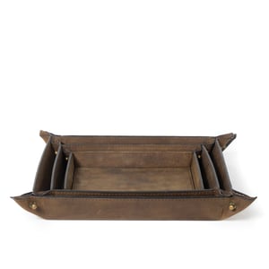 Derby Brown Leather Tray Set