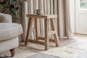 nkuku Ibo Reclaimed Wood Low Dining Stool | Tables | One Size | Natural