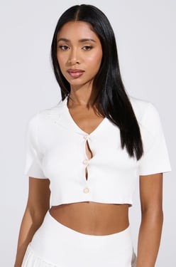 AKIRA Lemony Emily Button Down Top | White | Size Large