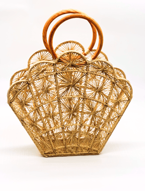 Shell Handwoven Iraca Purse - Dark Green