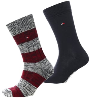 Tommy Jeans 2-Pack Stripe Socks - Navy Blue / Rouge - 43/46