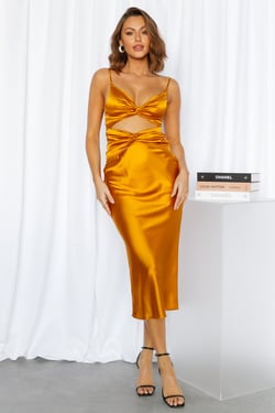 Waterfall Views Midi Dress Yellow