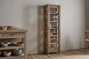 nkuku Ibo Reclaimed Wood & Glass Cabinet | Storage Furniture | Tall | Natural