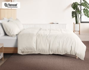 QE Home 350TC BeechBliss TENCEL™ Modal Duvet Cover in Cloud, White, Queen