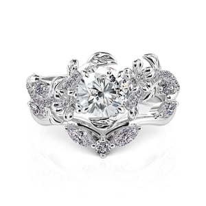 Jeulia Vine Flower Leaf Round Cut Bridal Ring Set 2PCS