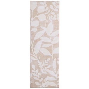 Eden Leaves Neutral Eco-Washable Runner - 75x220cm