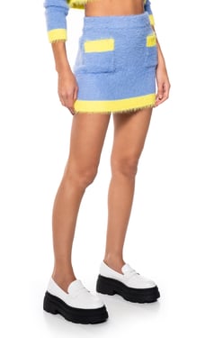 AKIRA Always Moody Fuzzy Knit Mini Skirt | Size Large