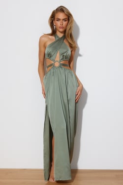 No Cares Midi Dress Khaki