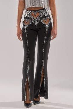AKIRA Love For You Rhinestone Trouser Pants | Black | Size 1X