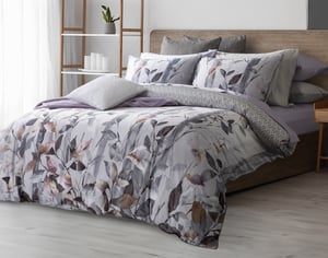 QE Home Tamarak Duvet Cover, Bamboo Cotton, Botanical, Purple, Double