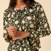 Black Floral Ruffle Collared Blouse