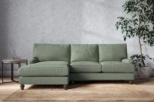 nkuku Marri Large Left Hand Chaise Sofa | Make To Order | Brera Linen Jade | No Colour