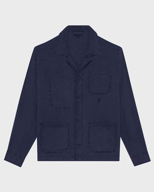 Vilebrequin - Men Linen Solid Overshirt - Jacket - Corentin - Blue - Size XXL