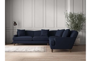 nkuku Deni Corner Sofa | Make To Order | Grand | Brera Linen Indigo