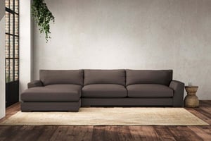 nkuku Guddu Left Hand Chaise Sofa | Make To Order | Grand | Recycled Cotton Mocha