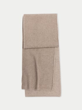 Reversible Waffle Knit Cashmere Scarf - Two-Tone Luxury - One Size / taupe / AK0259-57/1000