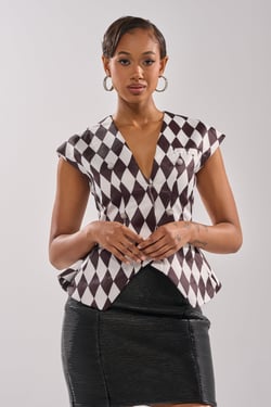 AKIRA Guess Who V-Neck Blouse | Black | Size 1X