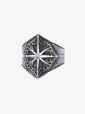 Star Engrave Steel Ring - Silver / 15