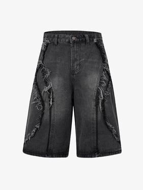 Thesupermade High Street Washed Distressed Denim Shorts - 2100 - Black / 2XL