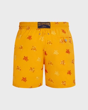 Vilebrequin - Men Embroidered Swim Shorts Micro Tortues Diagonales - Limited Edition - Swimwear - Mistral - Orange - Size M