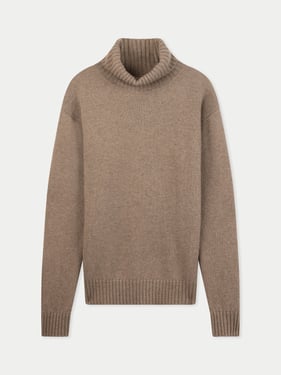 Men's Organic Color Cashmere Turtleneck - 2XL / taupe / MK224-57