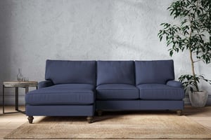 nkuku Marri Large Left Hand Chaise Sofa | Make To Order | Recycled Cotton Navy | No Colour