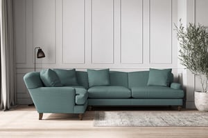 nkuku Deni Left Hand Corner Sofa | Make To Order | Grand | Recycled Cotton Airforce