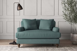 nkuku Deni Love Seat | Make To Order | Recycled Cotton Teal | Recycled Cotton Airforce