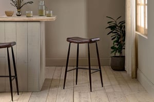nkuku Samaira Leather Counter Stool | Seating | One Size | Chocolate Brown